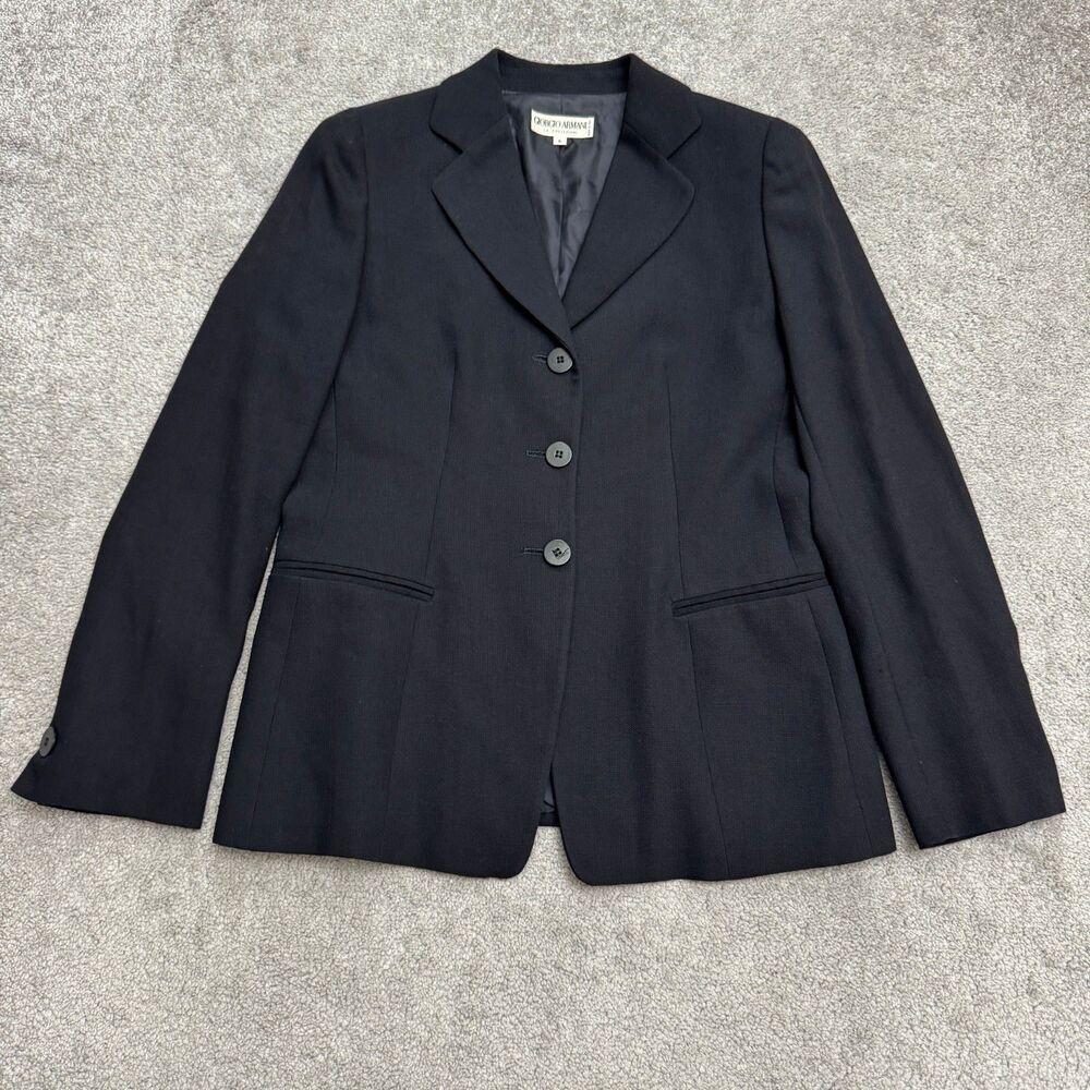 Giorgio Armani Le Collezioni Blazer Jacket Womens 6 Navy Blue Single Breasted
